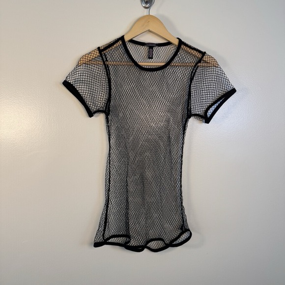 Victoria's Secret Tops - Victorias Secret Fishnet Shirt Swim Women's M/L Black Mesh Net Sheer Top